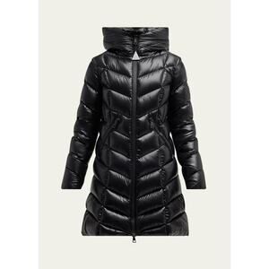 Moncler Marus Hooded Long Chevron Quilted Puffer Jacket Size 5(XXL)